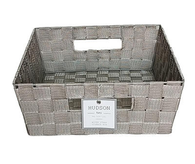 Taupe Woven Strap Storage Tray, (16")