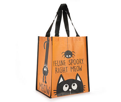 "Feline Spooky" Orange & Black Small Reusable Tote