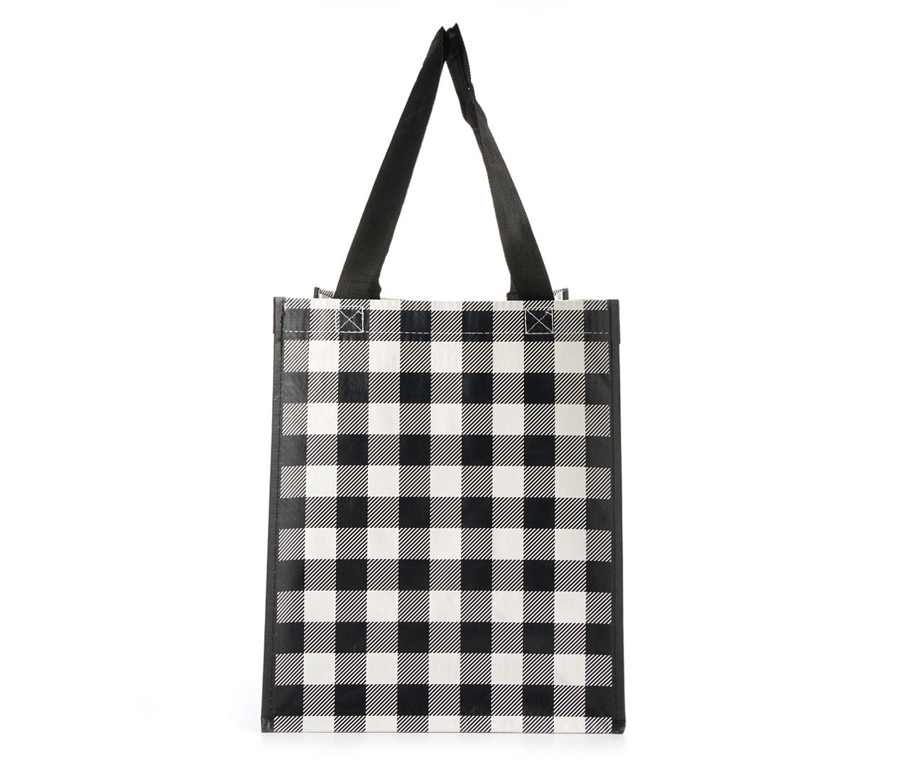 Black Grey White Gingham Plaid Checkered Tote Bag