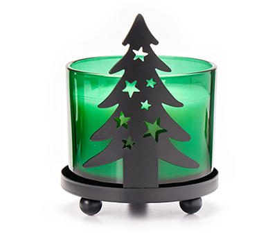 Fresh Balsam Glass Candle & Metal Tree Holder Gift Set, 10 Oz.