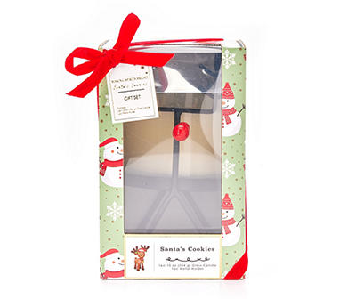 Santa's Cookies Glass Candle & Reindeer Metal Holder Gift Set, 10 Oz.