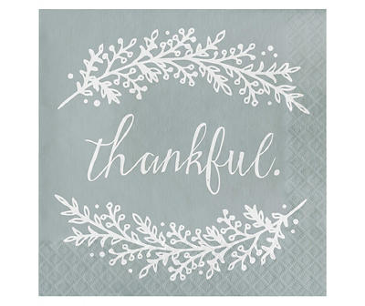 "Thankful" Floral Sprigs Paper Dinner Napkins, 20-Count