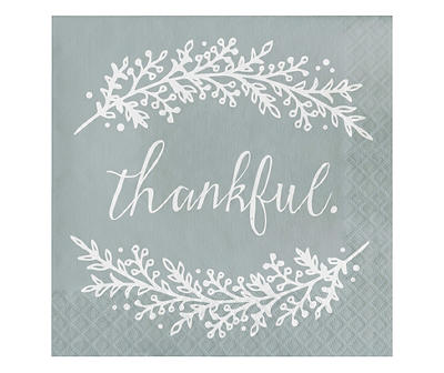 "Thankful" Floral Sprigs Paper Lunch Napkins, 36-Count