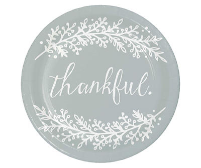 "Thankful" Floral Sprigs Paper Dessert Plates, 30-Count