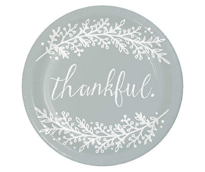 "Thankful" Floral Sprigs Paper Dinner Plates, 18-Count