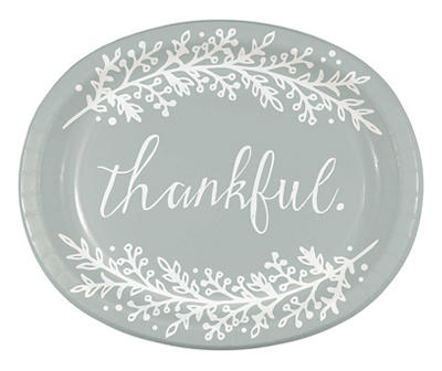 "Thankful" Floral Sprigs Paper Platter Plates, 8-Count