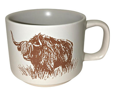White & Brown Highland Cow Mug