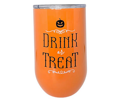 "Drink or Treat" Orange Stainless Steel Goblet, 16 Oz.