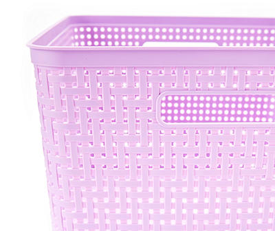 Bright Lilac Open-Weave Tall Storage Basket
