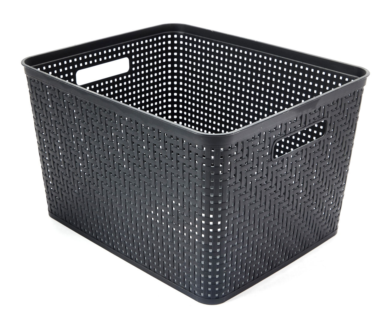 Black Open-Weave Tall Storage Basket