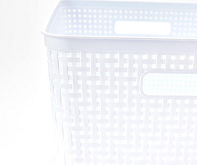 White Open-Weave Tall Storage Basket