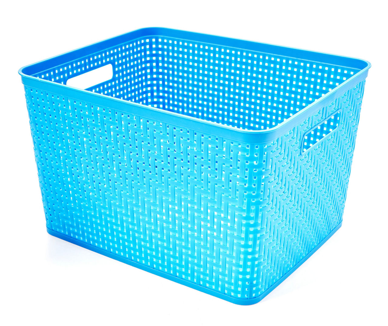 Blue Open-Weave Tall Storage Basket