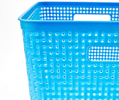 Blue Open-Weave Tall Storage Basket