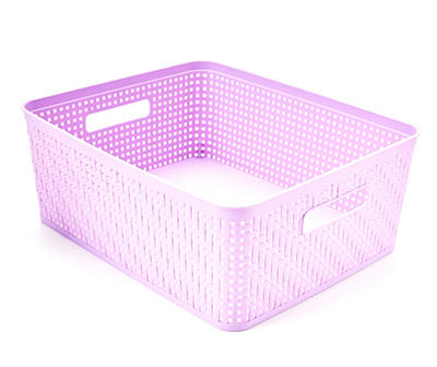 Bright Lilac Open-Weave Short Storage Basket