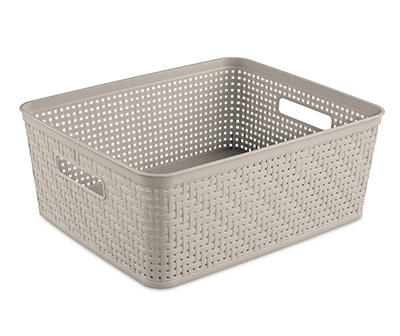 Pumice Gray Open-Weave Short Storage Basket