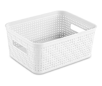 White Open-Weave Storage Basket, (10")