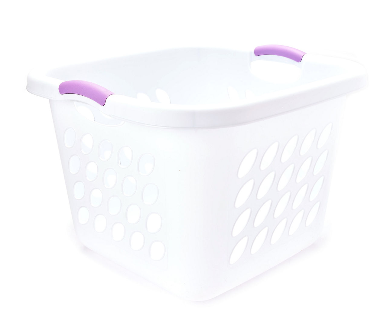 White & Lilac 1.5-Bushel Laundry Basket