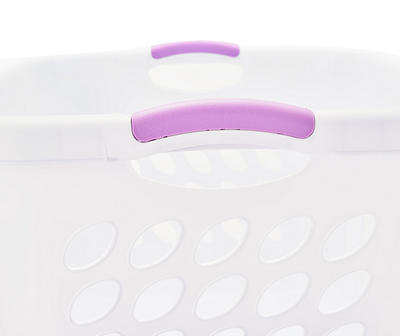 White & Lilac 1.5-Bushel Laundry Basket