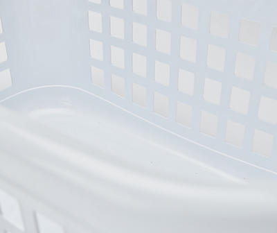 White & Blue 2-Bushel Laundry Basket