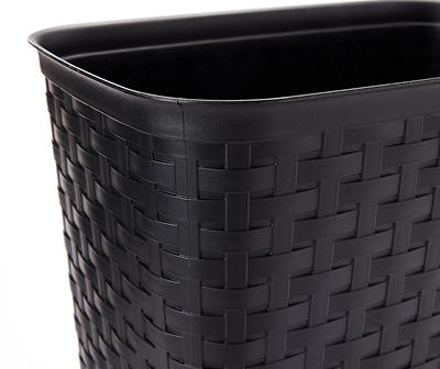Black Weave-Texture Wastebasket, 5.8-Gal.