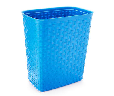 Blue Weave-Texture Wastebasket, 5.8-Gal.
