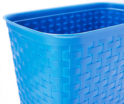 Blue Weave-Texture Wastebasket, 5.8-Gal.
