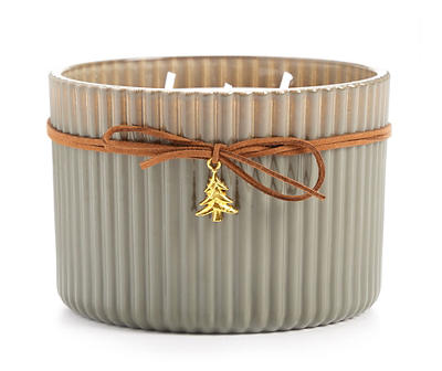 Golden Maple & Pinecones 3-Wick Ribbed Glass Candle, 14 Oz.