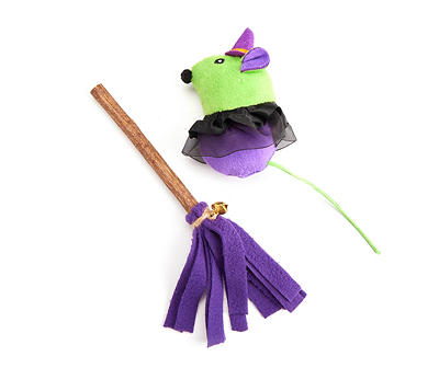 Witch & Broom 2-Piece Cat Toy Set