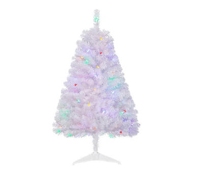 4' White Pre-Lit Artificial Tree with Multi-Color LED Lights