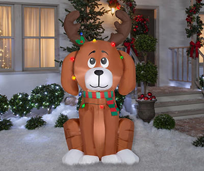 Airblown 6' Inflatable LED Dog with Antlers