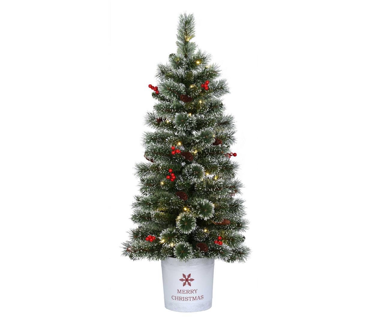 Winter Wonder Lane 4' Frosted Cashmere, Pinecone & Berry PreLit Artificial Christmas Potted