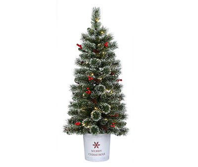 4' Frosted Cashmere, Pinecone & Berry Pre-Lit Artificial Christmas Potted Tree