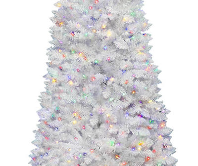 7' White Pre-Lit LED Artificial Christmas Tree with Dual Color Lights