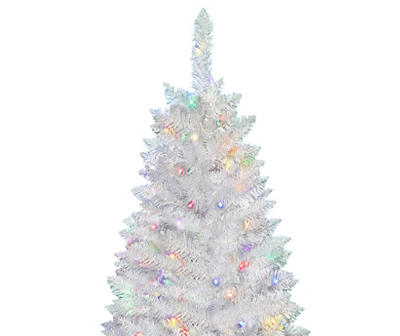 7' White Pre-Lit LED Artificial Christmas Tree with Dual Color Lights