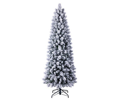 7' Warwick Flocked Pre-Lit LED Artificial Christmas Tree with Dual Color Lights