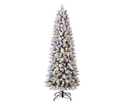 7' Warwick Flocked Pre-Lit LED Artificial Christmas Tree with Dual Color Lights