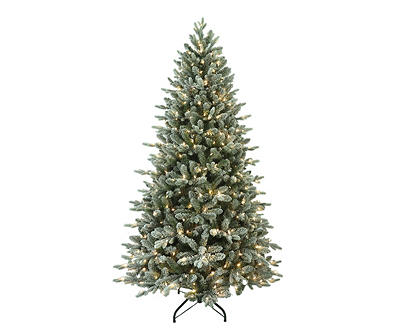 7.5' Flocked Pre-Lit LED Artificial Christmas Tree with Dual Lights