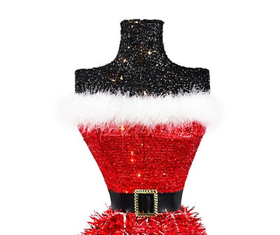 4' Red Dress Form Pre-Lit LED Artificial Tree