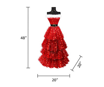 4' Red Dress Form Pre-Lit LED Artificial Tree