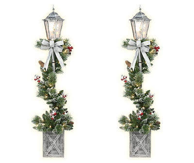4' Frosted Garland LED Lamp Posts, 2-Pack