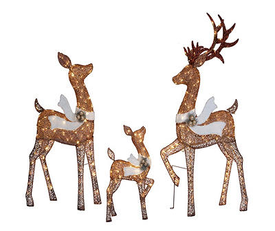 Brown Deer Family 3-Piece LED Decor Set