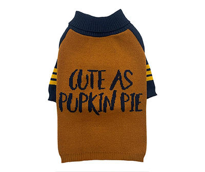 Pet Small "Cute As Pumpkin Pie" Orange & Blue Sweater