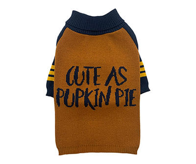 Pet Medium "Cute As Pumpkin Pie" Orange & Blue Sweater