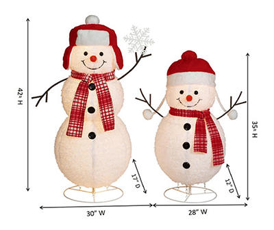 Pop-Up Snowman with Snowflake 2-Piece Light-Up Decor Set