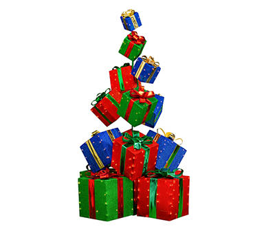 5.4' Light-Up Red, Green & Blue Stacked Box Tower