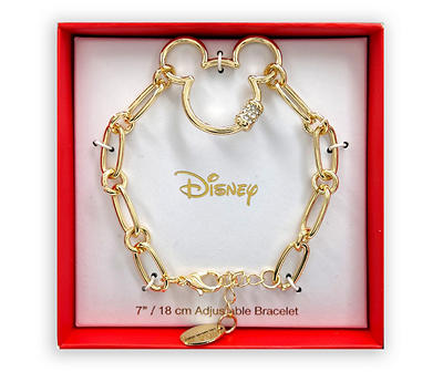 Crystal & Goldtone Mickey Mouse Chain Link Bracelet