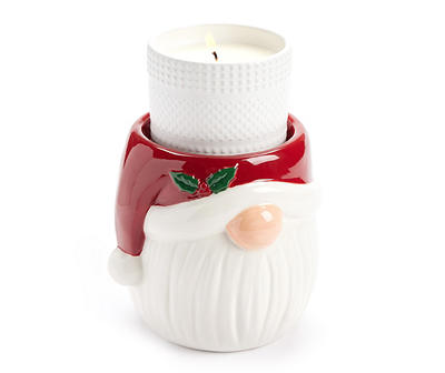 Santa Gnome Ceramic Candle Holder