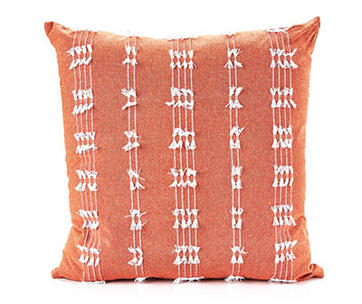 Annie Coral & White Tassel-Stripe Square Throw Pillow