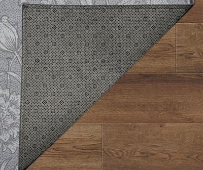 My Magic Carpet Kalini Gray Floral Washable Area Rug, (3' x 5')