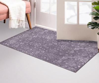 My Magic Carpet Kalini Purple Floral Washable Area Rug, (3' x 5')